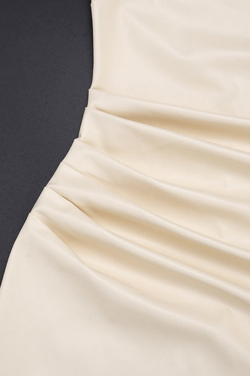 Ruched Pu Leather Bodycon Dress 6
