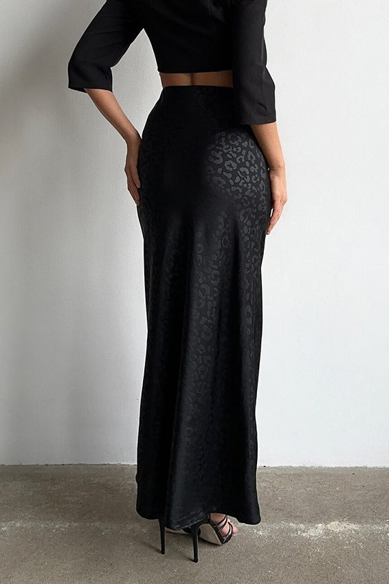 Leopard Print Satin Mermaid Skirt