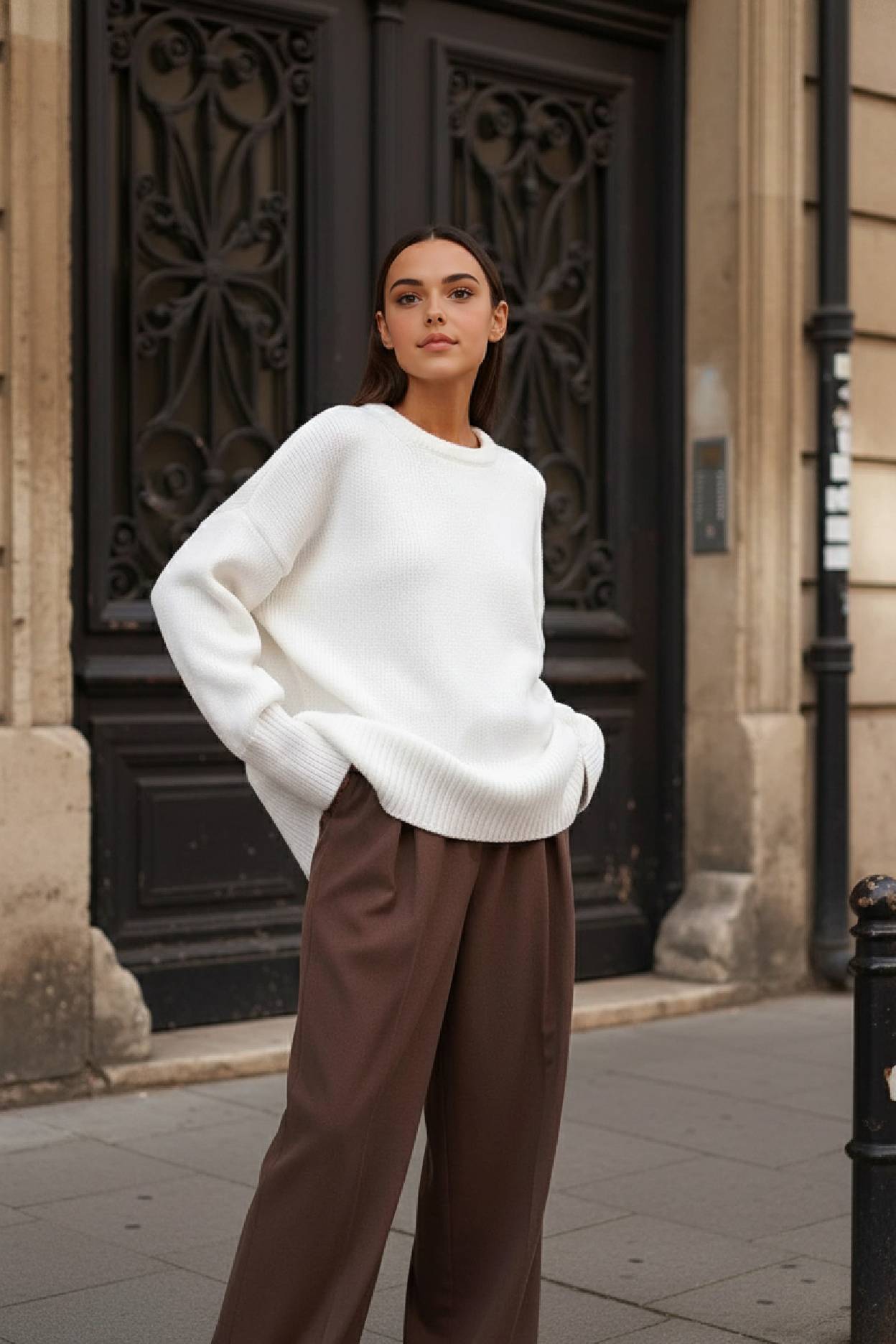 Solid Knit Crew Neck Sweater