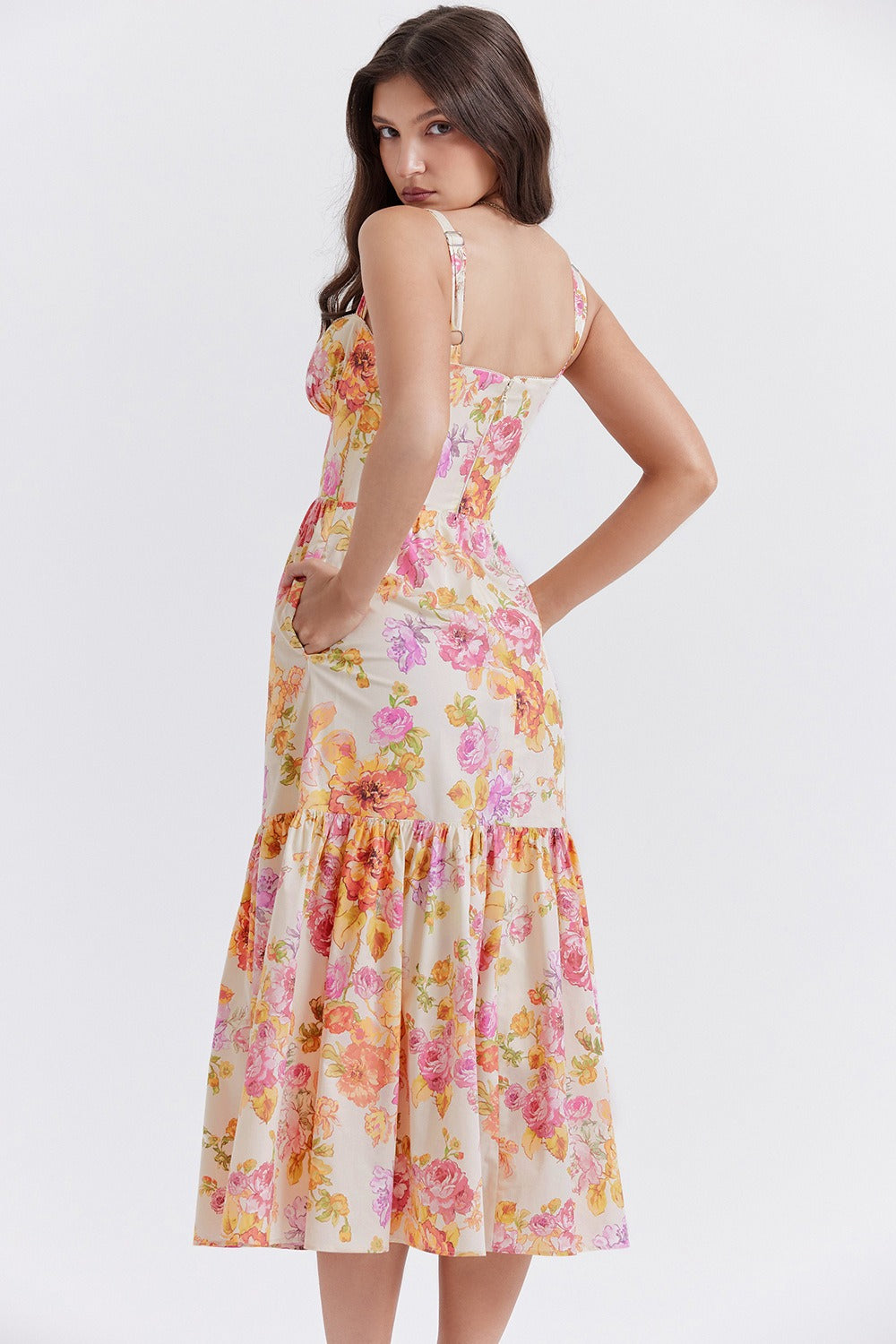 Bardot Flounce Hem Ditsy Floral Slip Dress