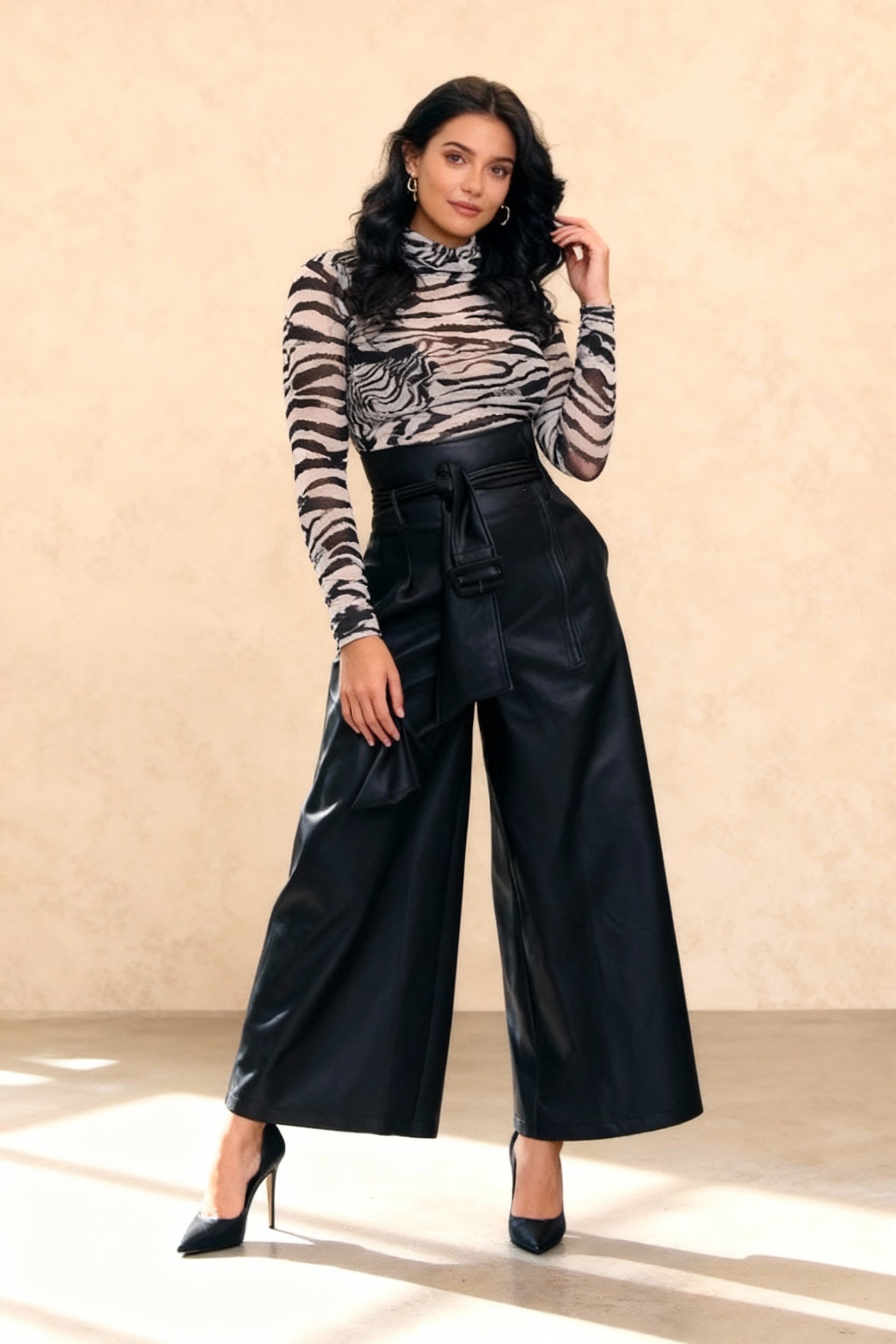 HighWaisted Slim Leather Pant