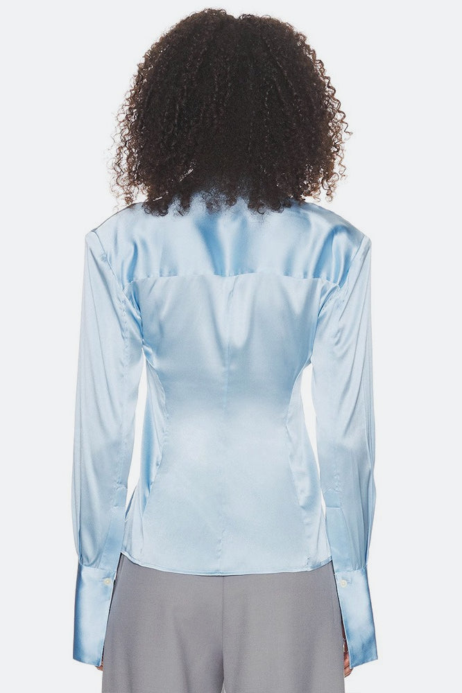 Fitted Tie Waist Long Sleeve Blouse