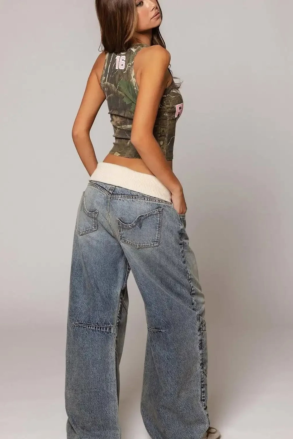 Y2K Hiphop Stitching Retro Wideleg Jeans