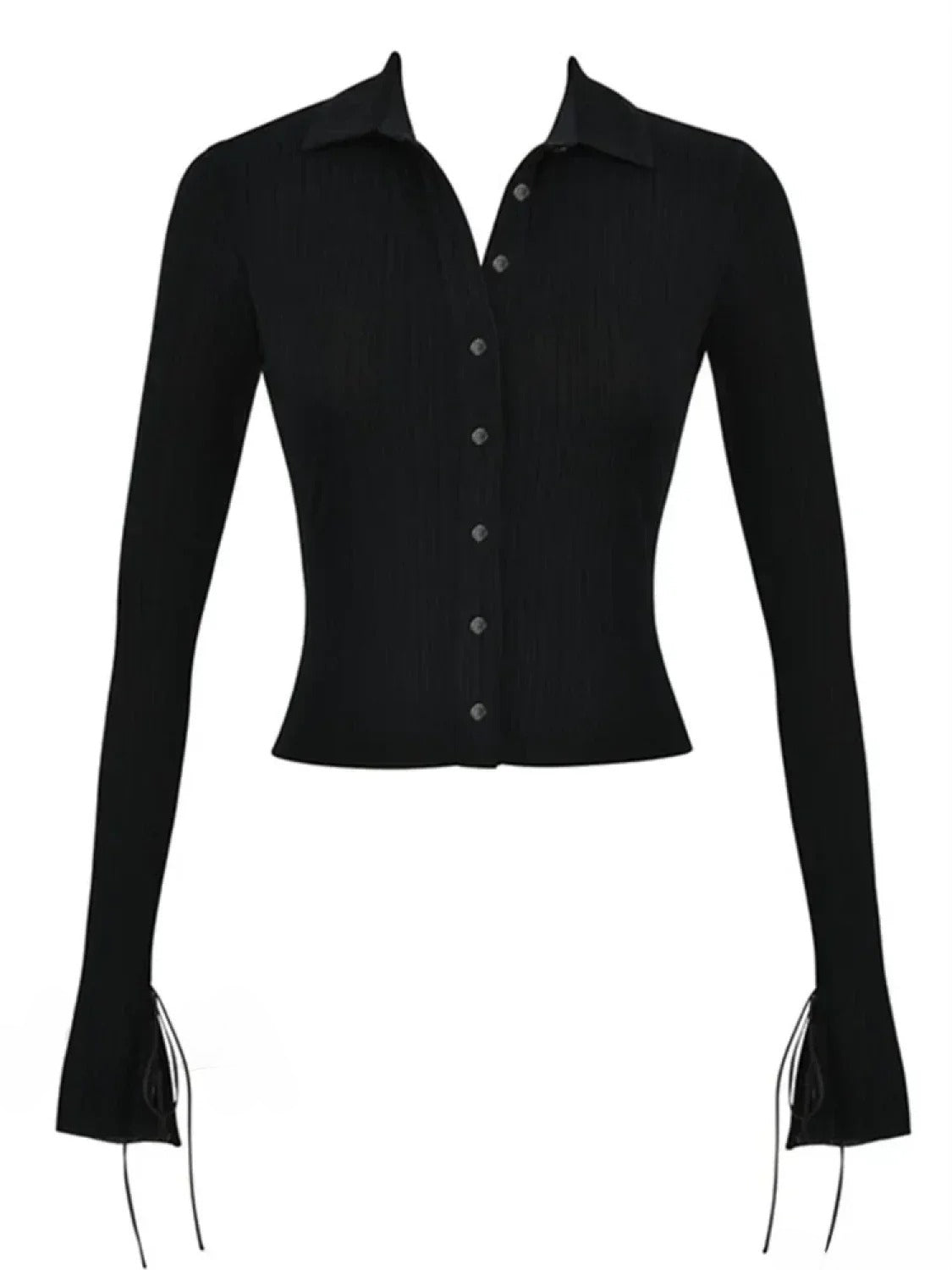 Long Sleeve Casual TurnDown Collar ButtonDown Knit Top