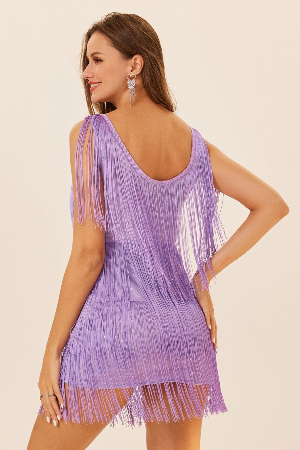 Sleeveless Tassel Trim Fringe Hem Mini Dress 8
