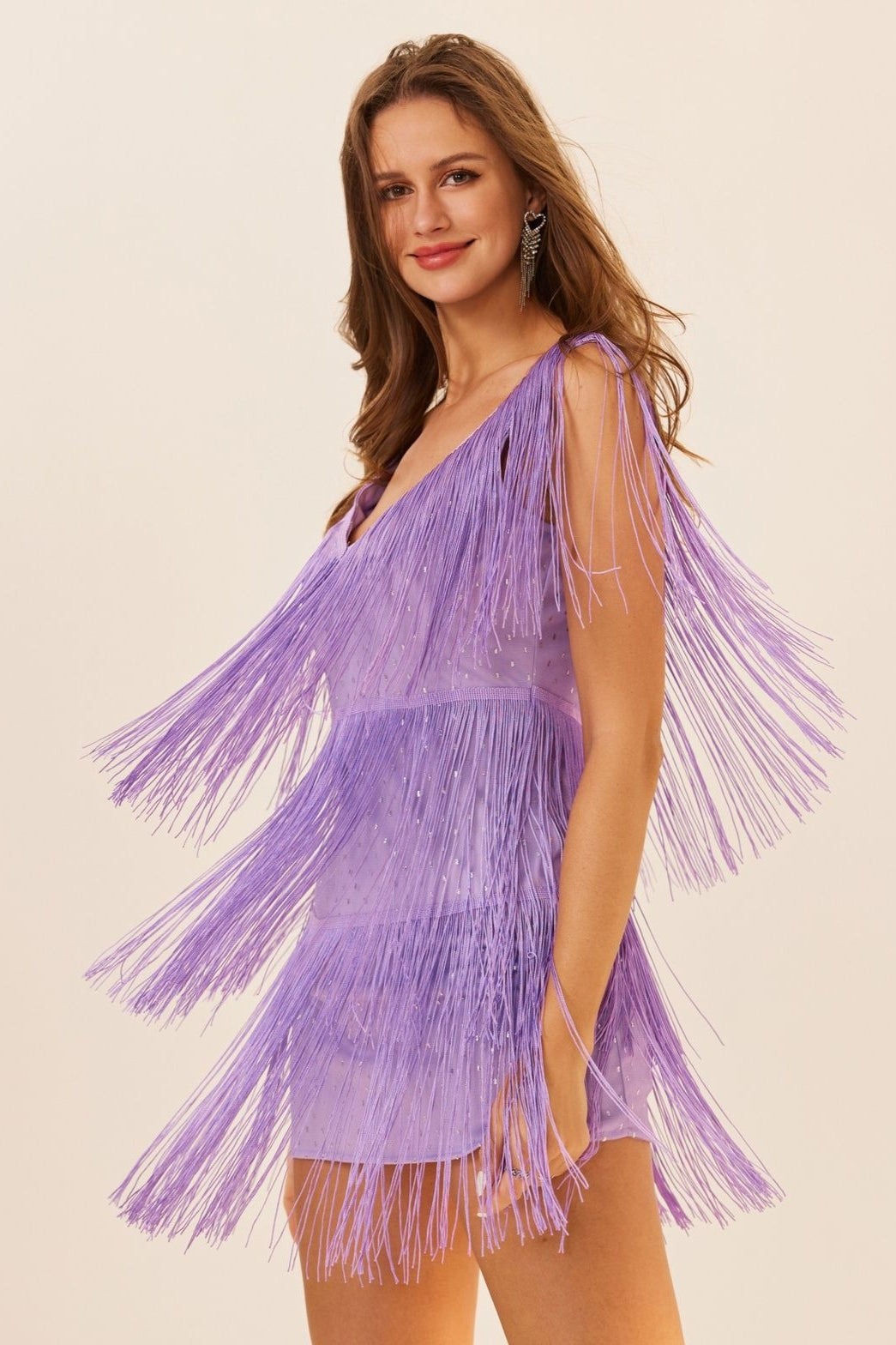 Sleeveless Tassel Trim Fringe Hem Mini Dress 6