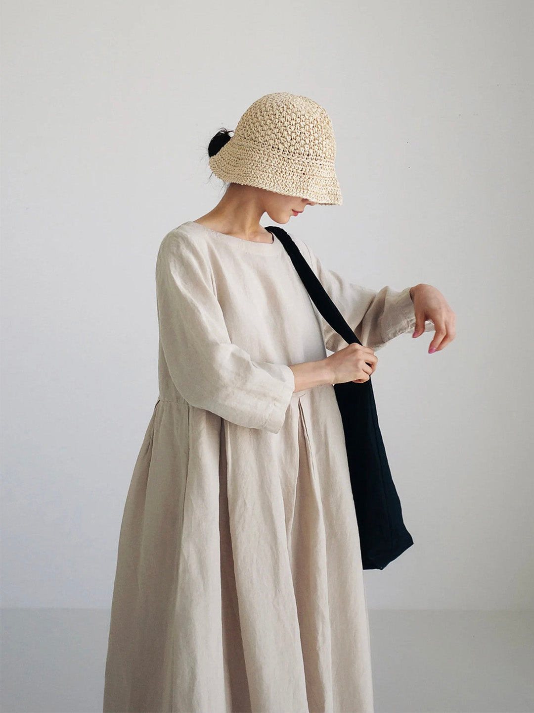 Isabel Timeless Loose Linen Dresses with Side Pockets Designer Dress Edit