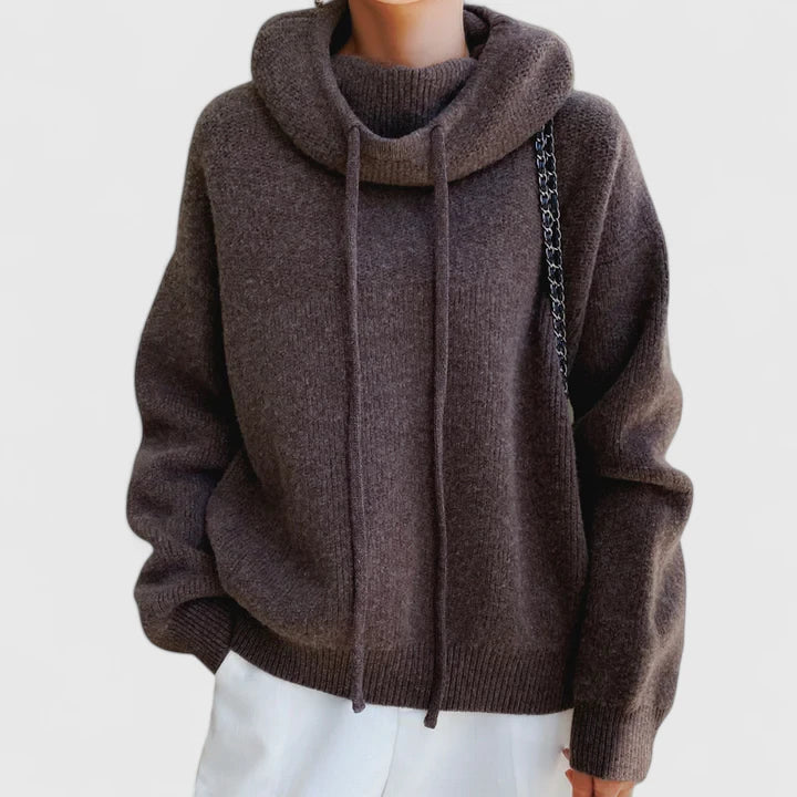 Drawstring Hood Long Sleeve Knit Hoodie