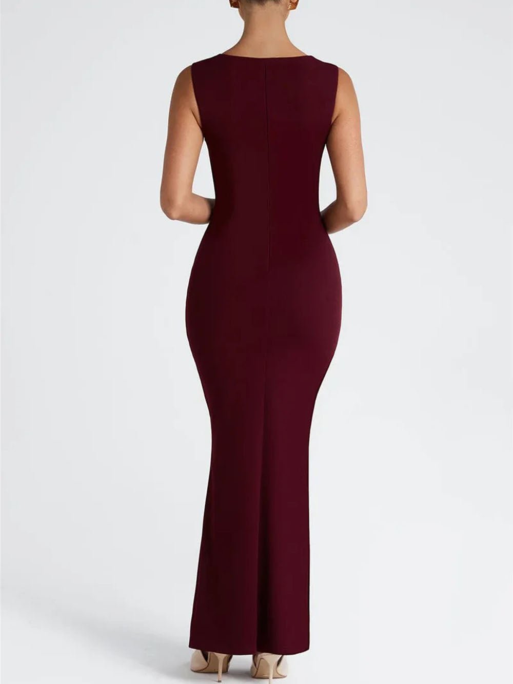Cowl Neck Wide Strap Sleeveless Bodycon Maxi Dress 2