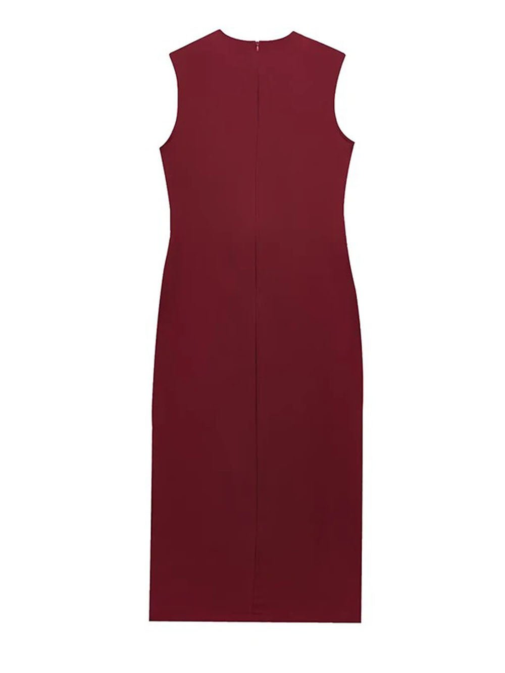 Sleeveless Button Front Belt Buckle Flap Pocket Midi Dress 10