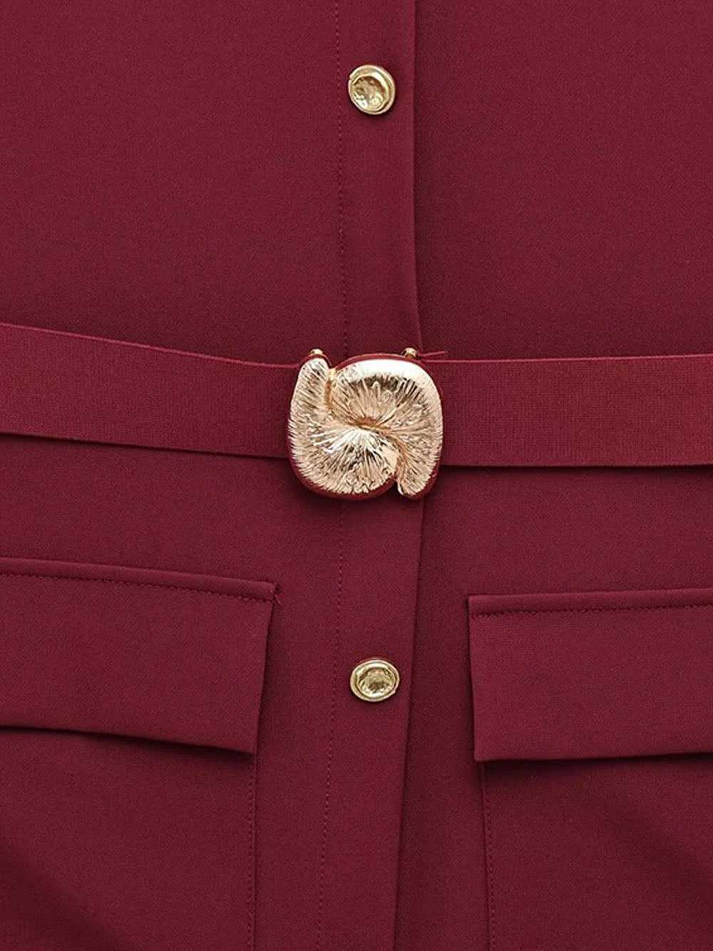 Sleeveless Button Front Belt Buckle Flap Pocket Midi Dress 11