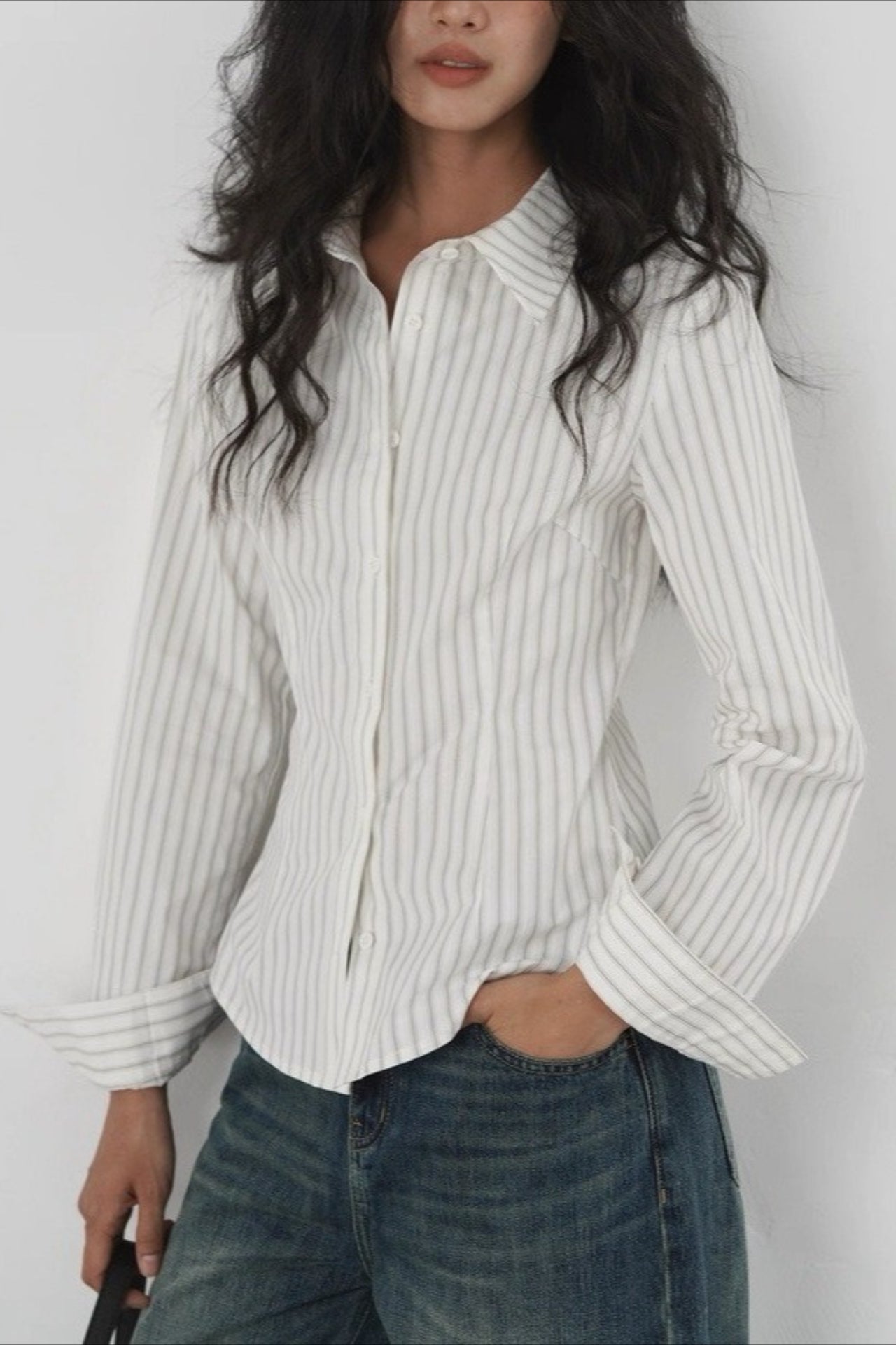 Vintage Stripe Button Down Blouse