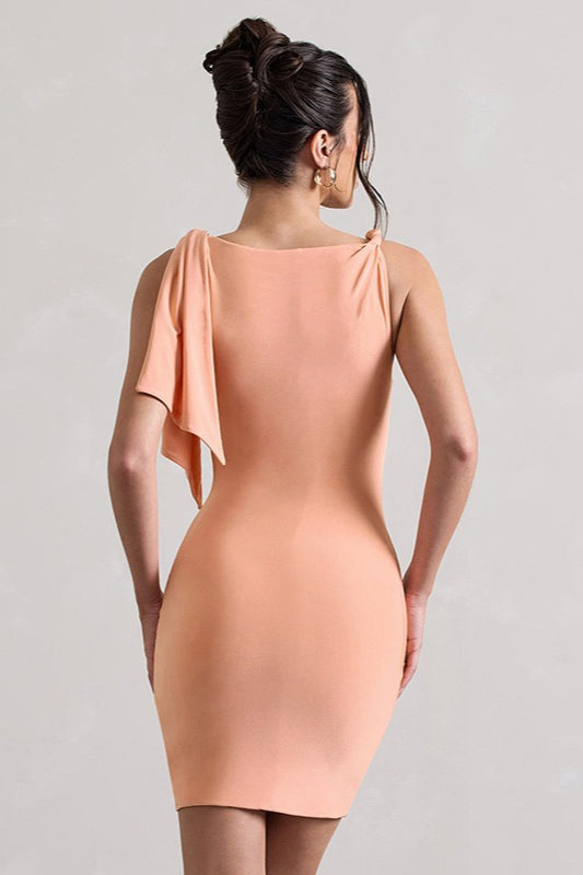 Solid Bodycon Twist Mini Party Dress