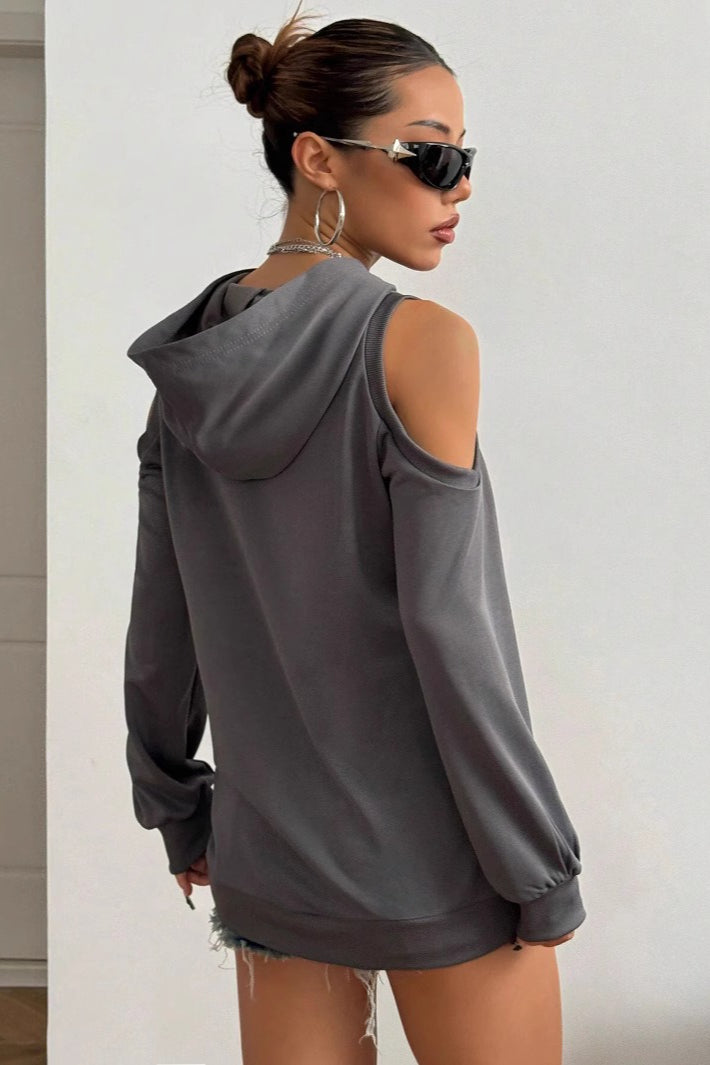 Trendy OffShoulder Hooded Hoodie