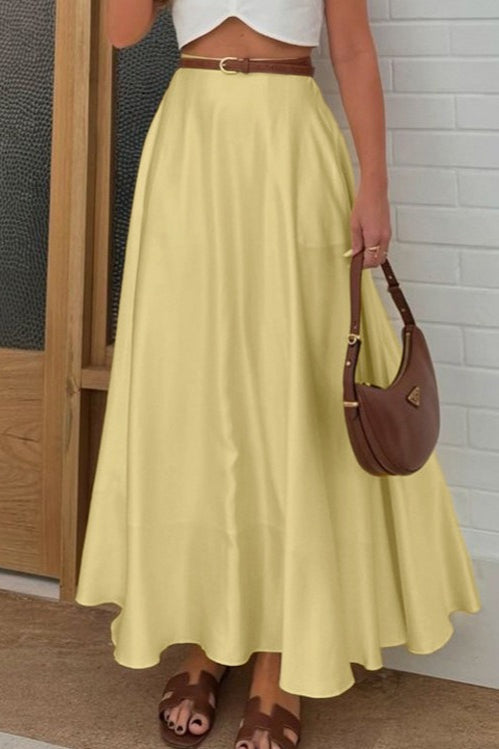Draped Satin ALine Maxi Skirt