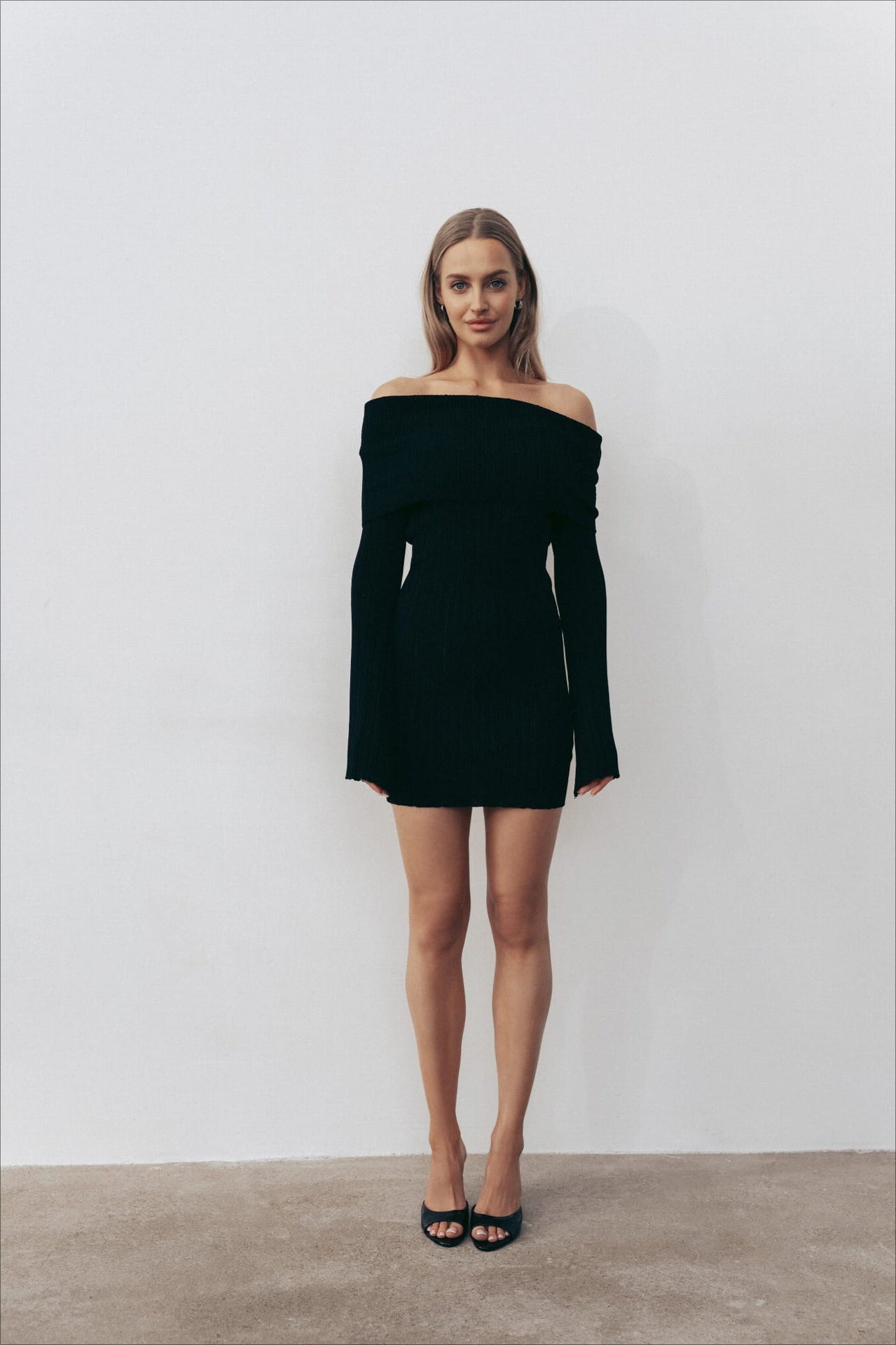 OffShoulder LongSleeve Bodycon Mini Sweater Dress