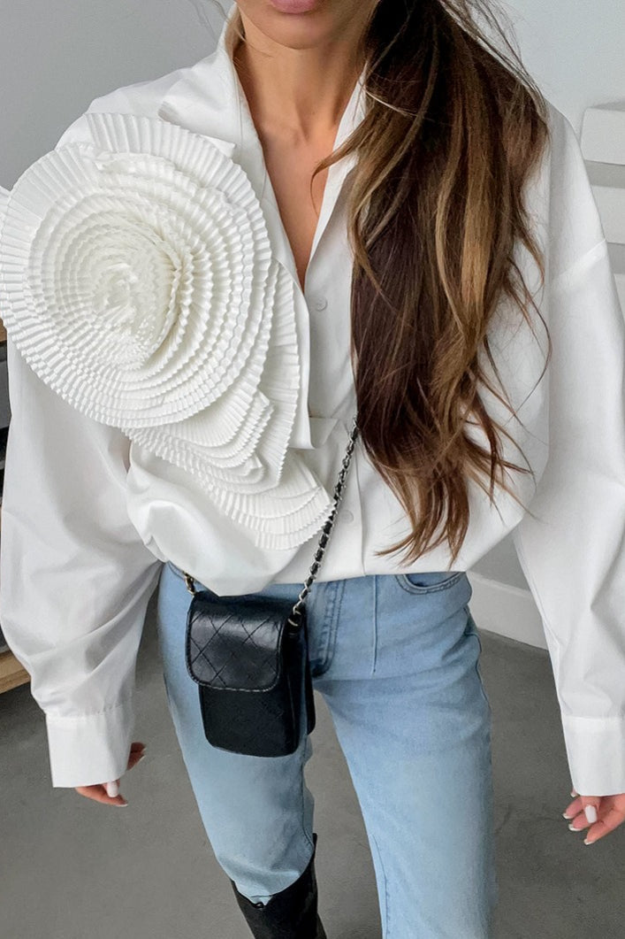 3D Floral Long Sleeve Blouse