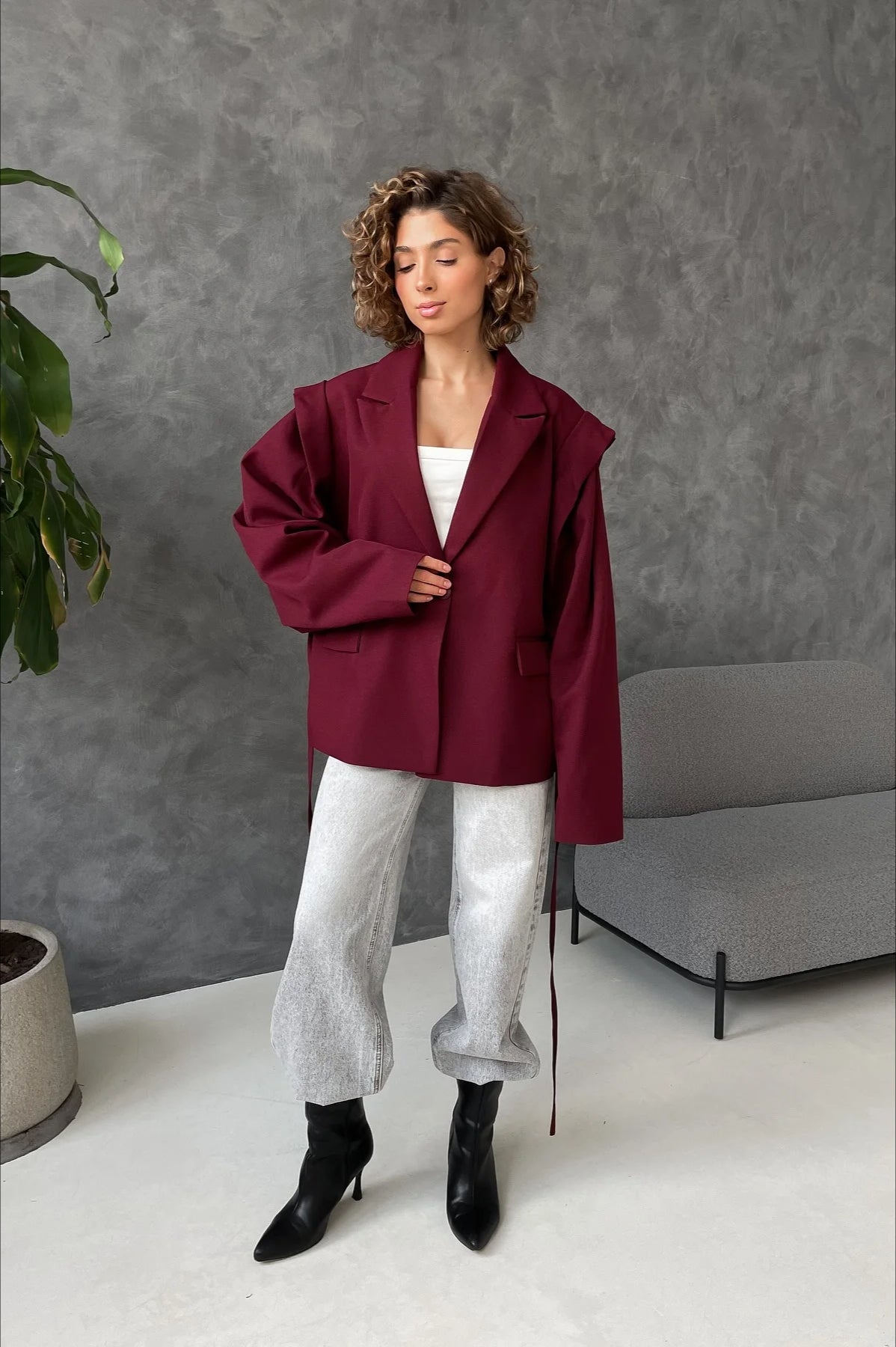 Long Sleeve Laceup Office Blazer
