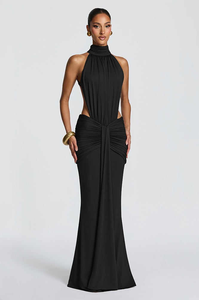 Solid Backless Mermaid Bodycon Party Dress