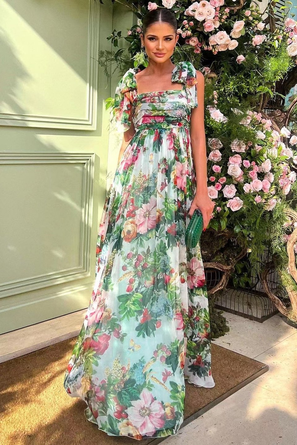 Sol Effortless Dinah Printed Maxi Dress with Straps Elevated Occasion Wear