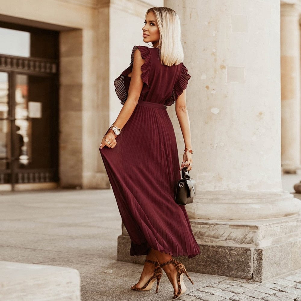 Virginia Elevated Dark Red Bohemian Party Dress Occasion Wear