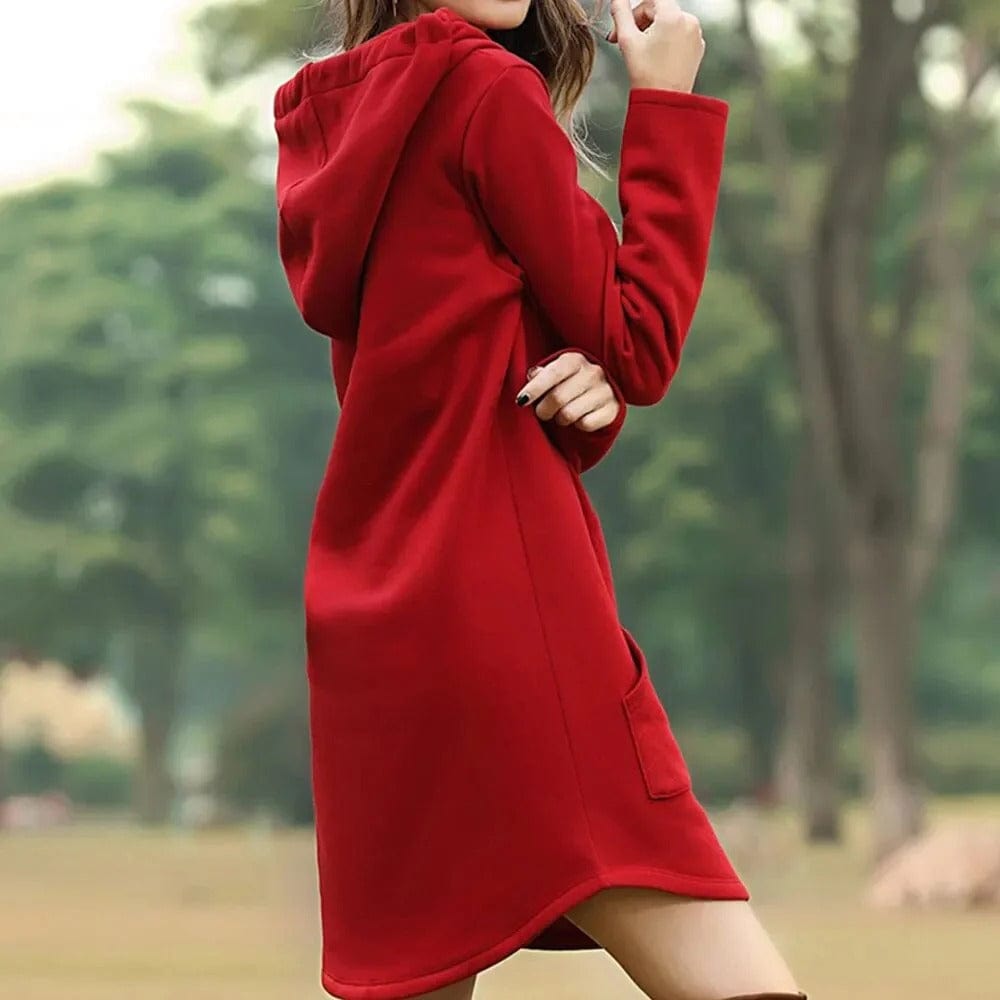 Monica Womens Hooded Sweater Dress with Relaxed Fit and Streetwear Style