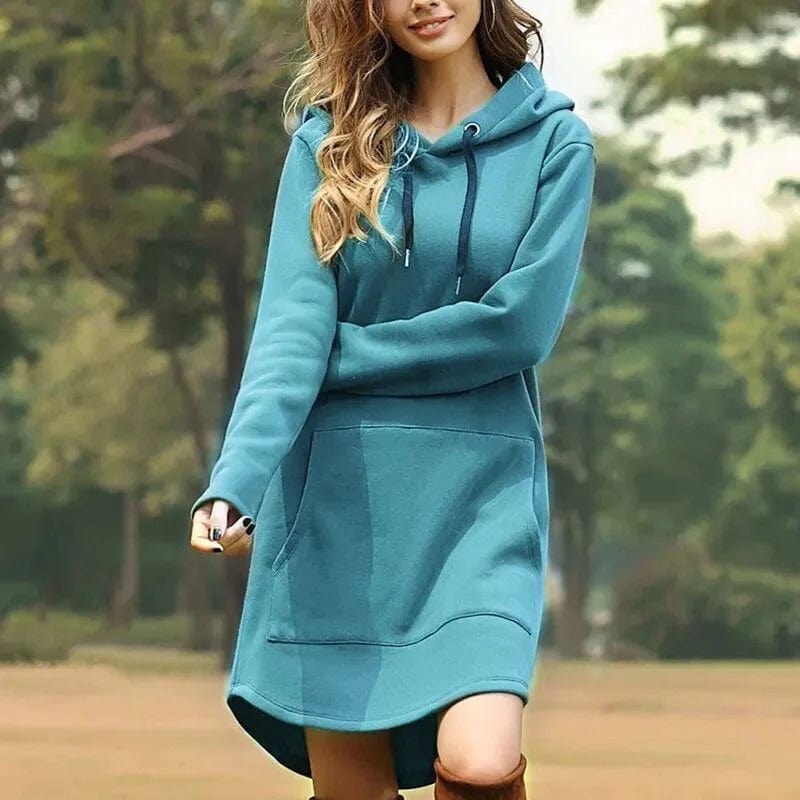 Monica Womens Hooded Sweater Dress with Relaxed Fit and Streetwear Style