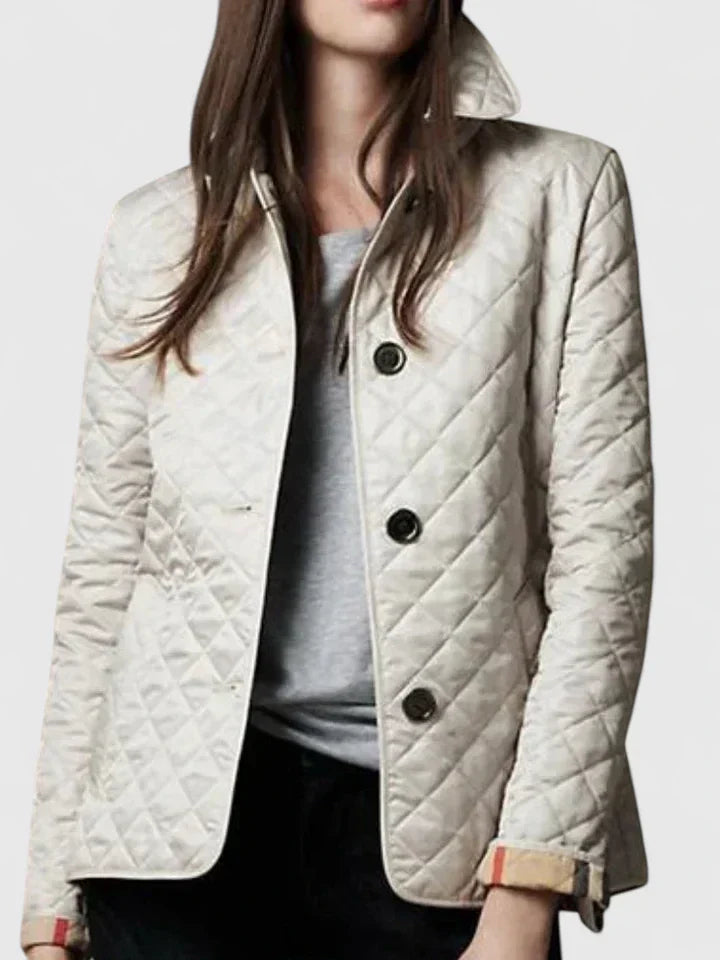 Stand Collar Diamond Quilted Button-Front Long Sleeve Jacket 5