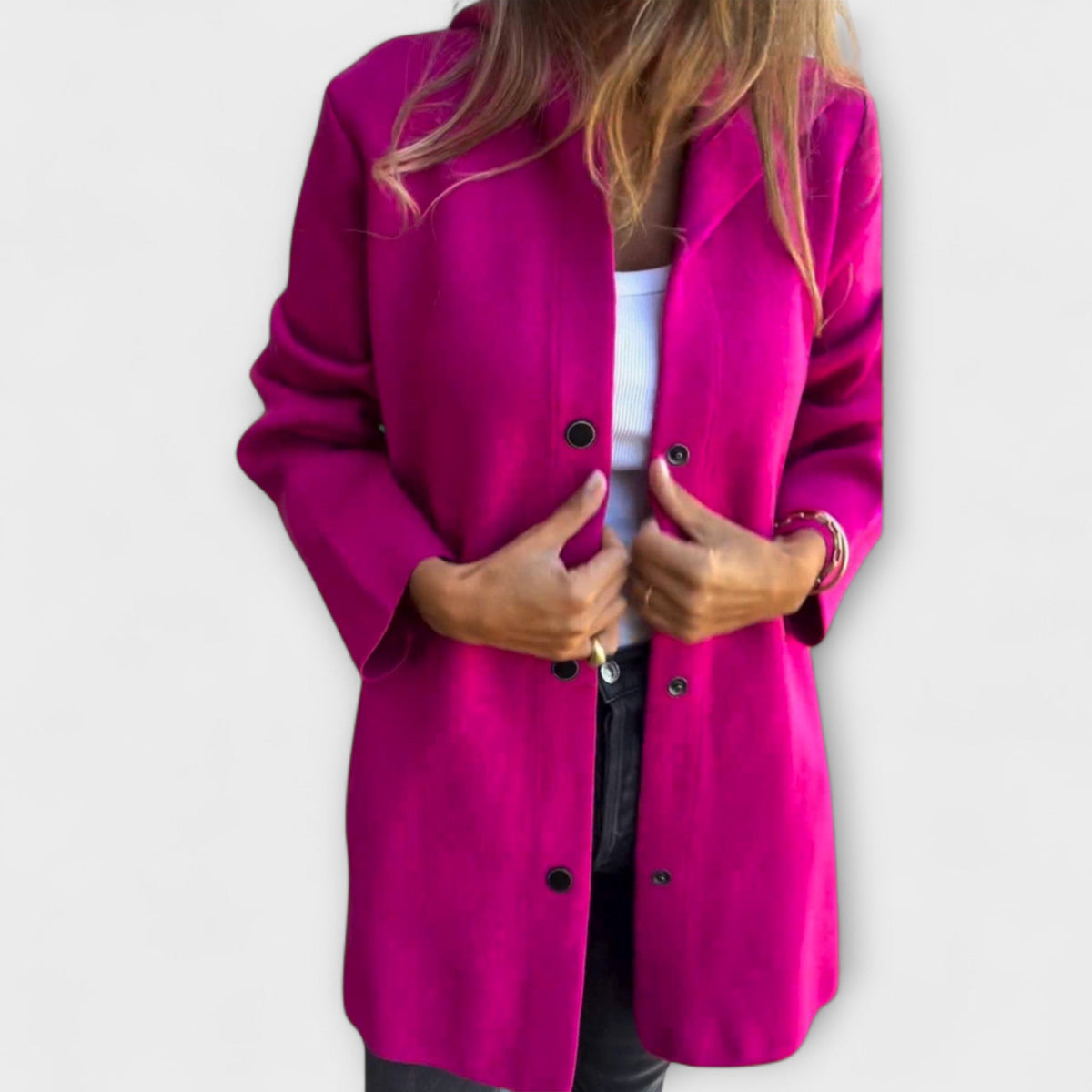 Hooded Snap Button Long Sleeve Pocket Longline Coat