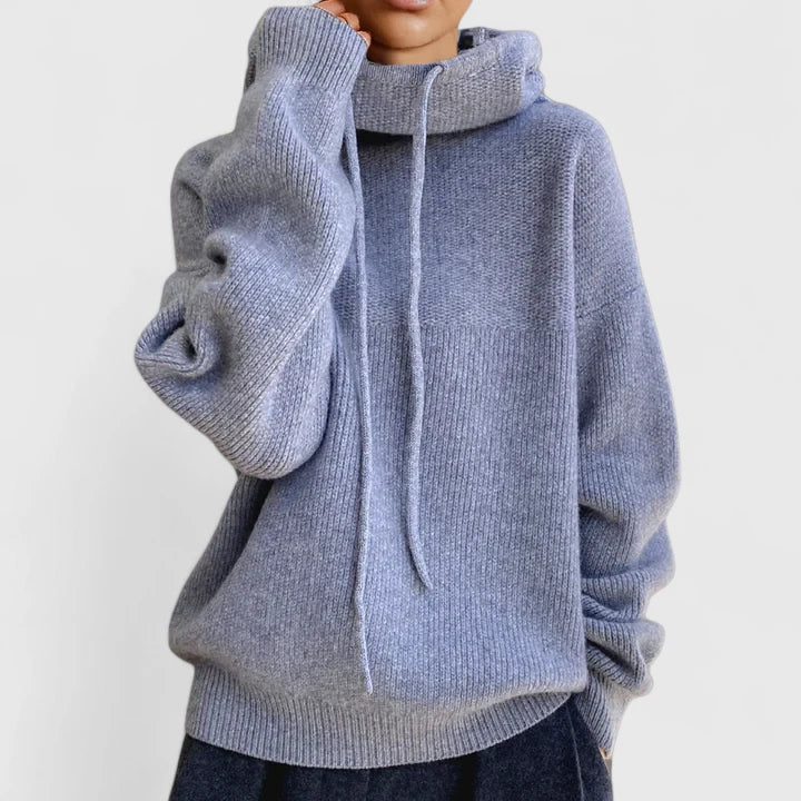 Drawstring Hood Long Sleeve Knit Hoodie