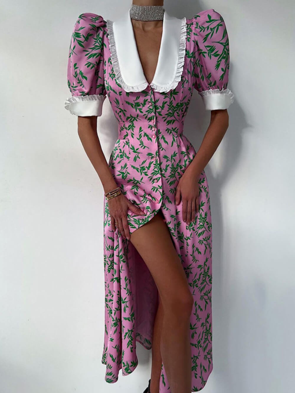 Elegant Doll Collar Fashion Mid - Length Dress