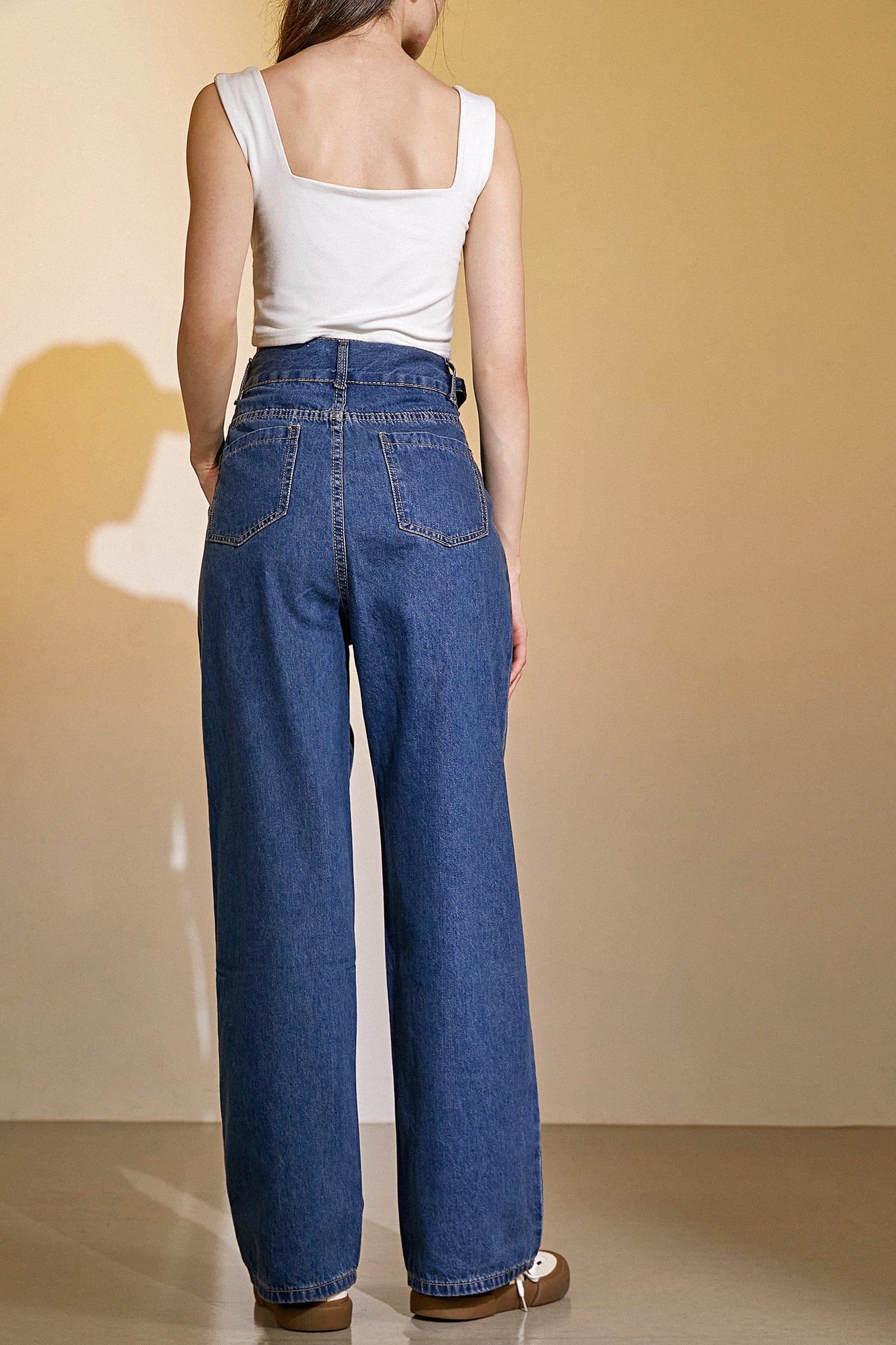 Royal Blue Full-Length Wide Leg Jeans