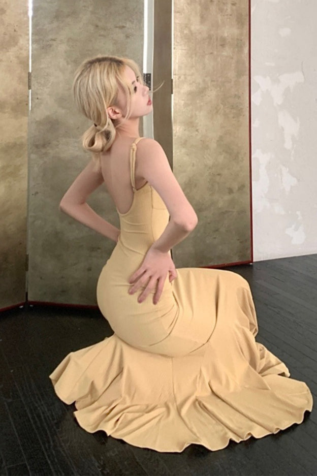 Spaghetti Strap Backless Dress