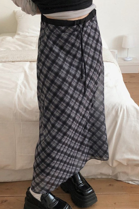 Vintage Tartan High Waist ALine Skirt