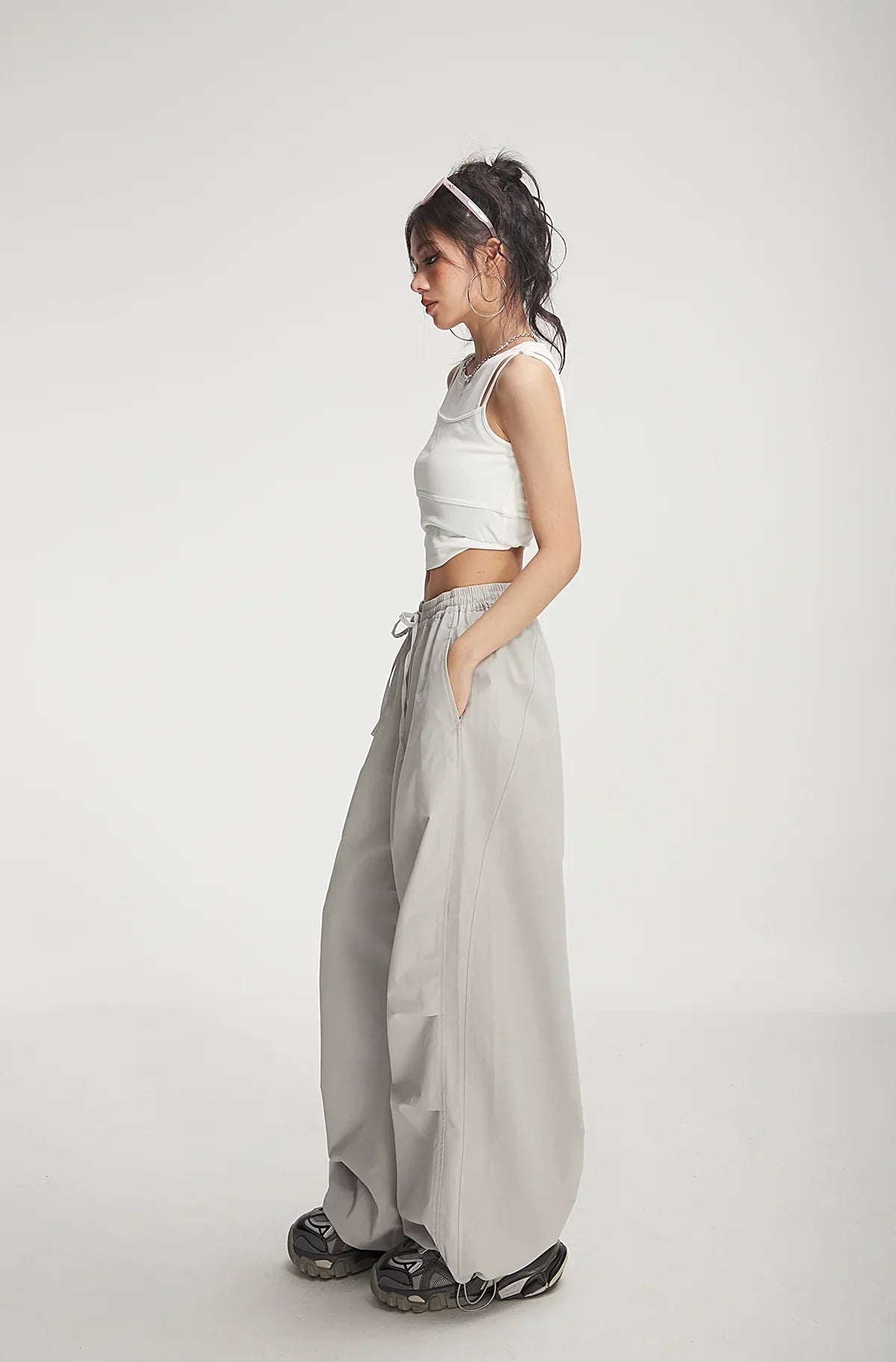 Balloon Drawstring Palazzo Pants
