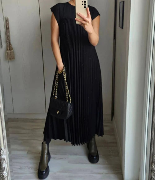 Ambra Boutique Plain Pleated Dress Designer Edit
