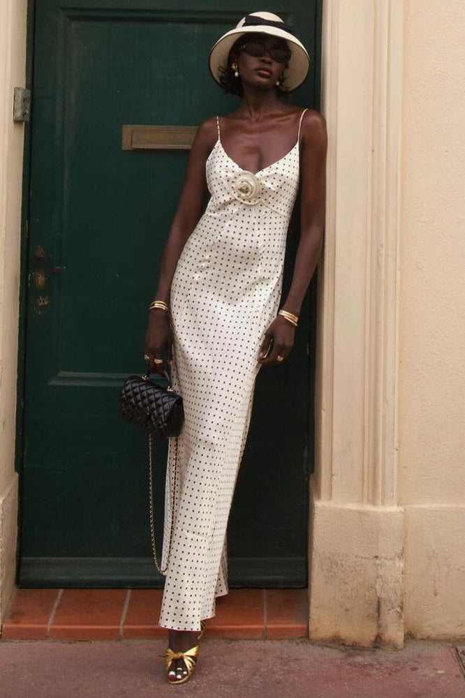White Print Backless Cami Bodycon Maxi Dress 2