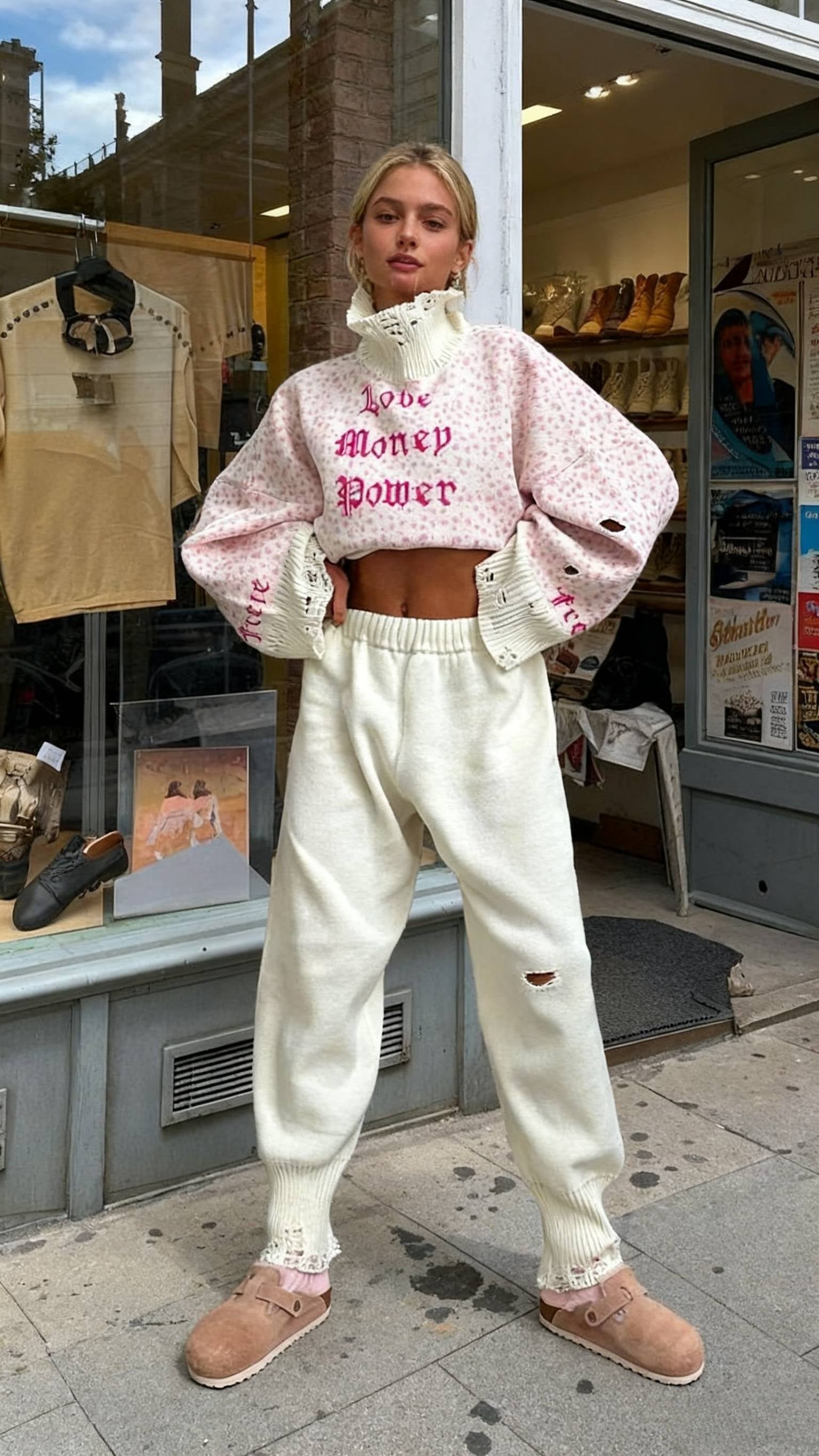 Contrast Letter Knit Pullover Sweater