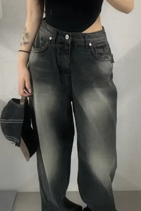 Retro High Waist WideLeg Jeans