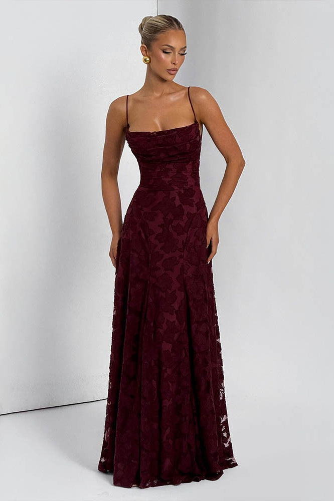 Chiffon Backless Spaghetti Strap Maxi Dress 2