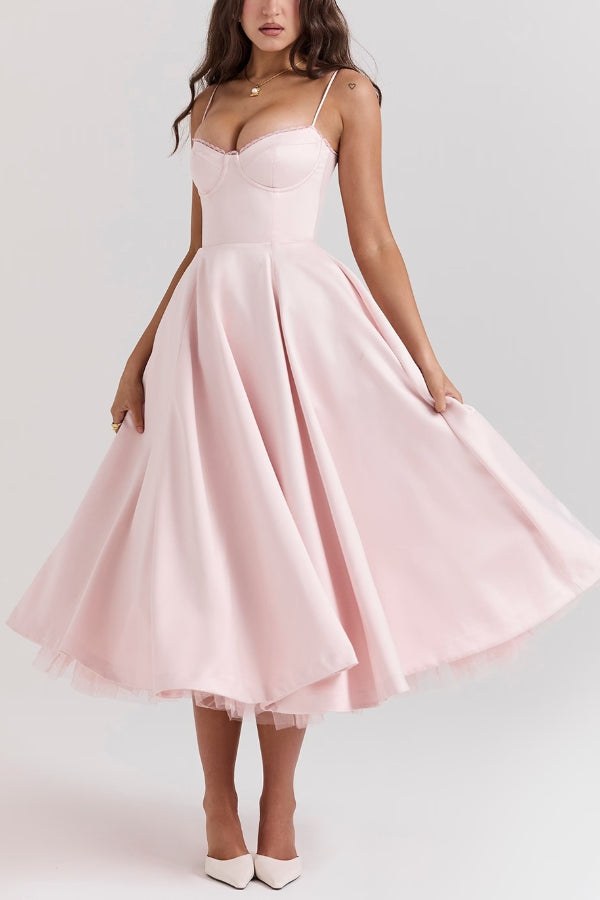 Lorraine Premium Strapless V Neck Sleeveless Tutu Maxi Dress Designer Edit