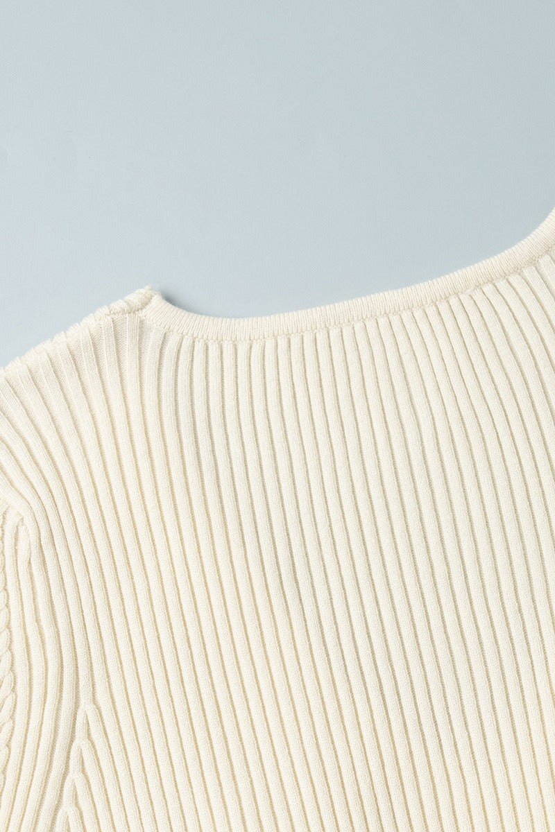 VNeck Long Sleeve Knit Sweater Dress