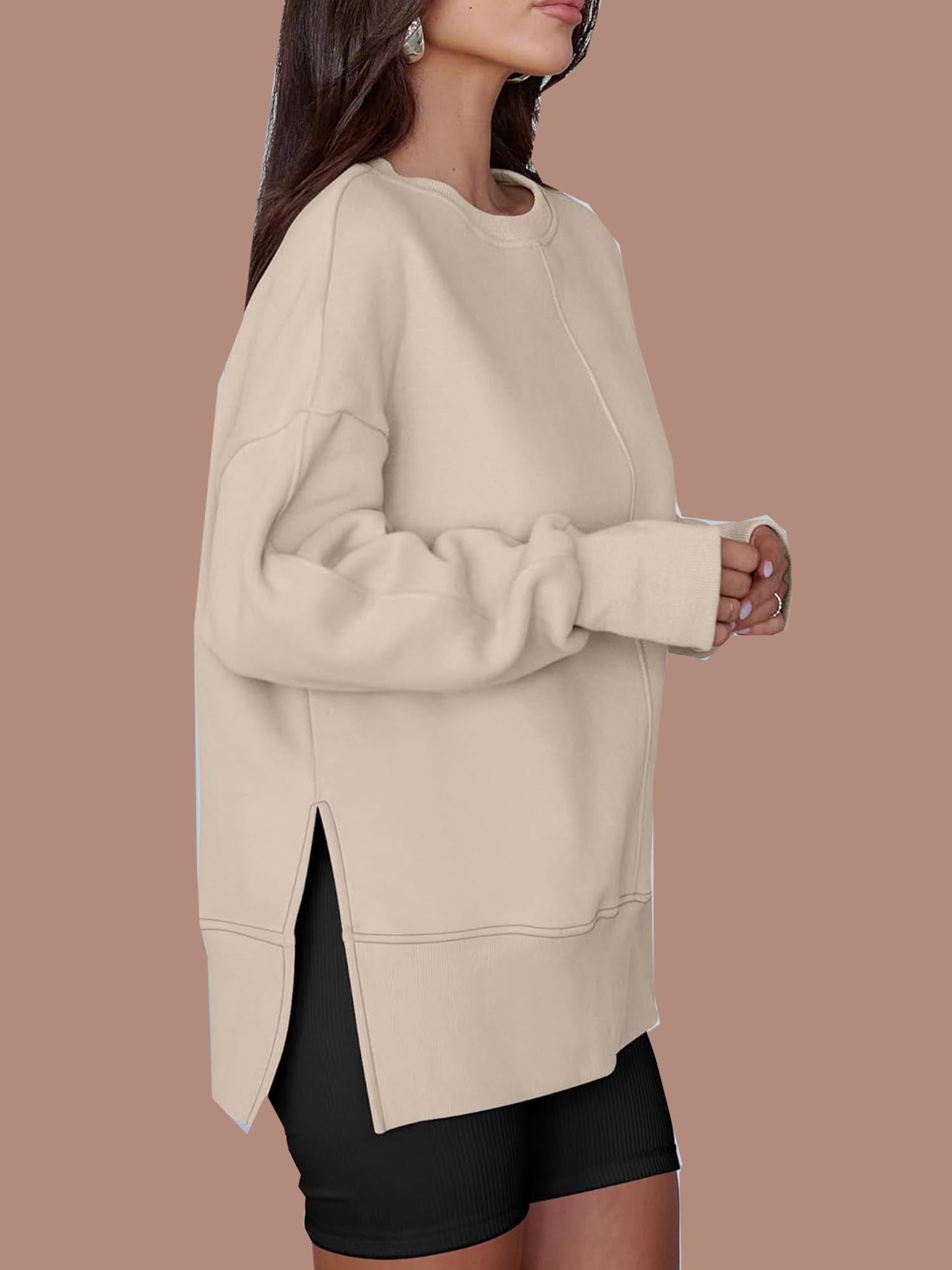 Oversized Thumbhole Long Sleeve Side Slit Sweatshirt