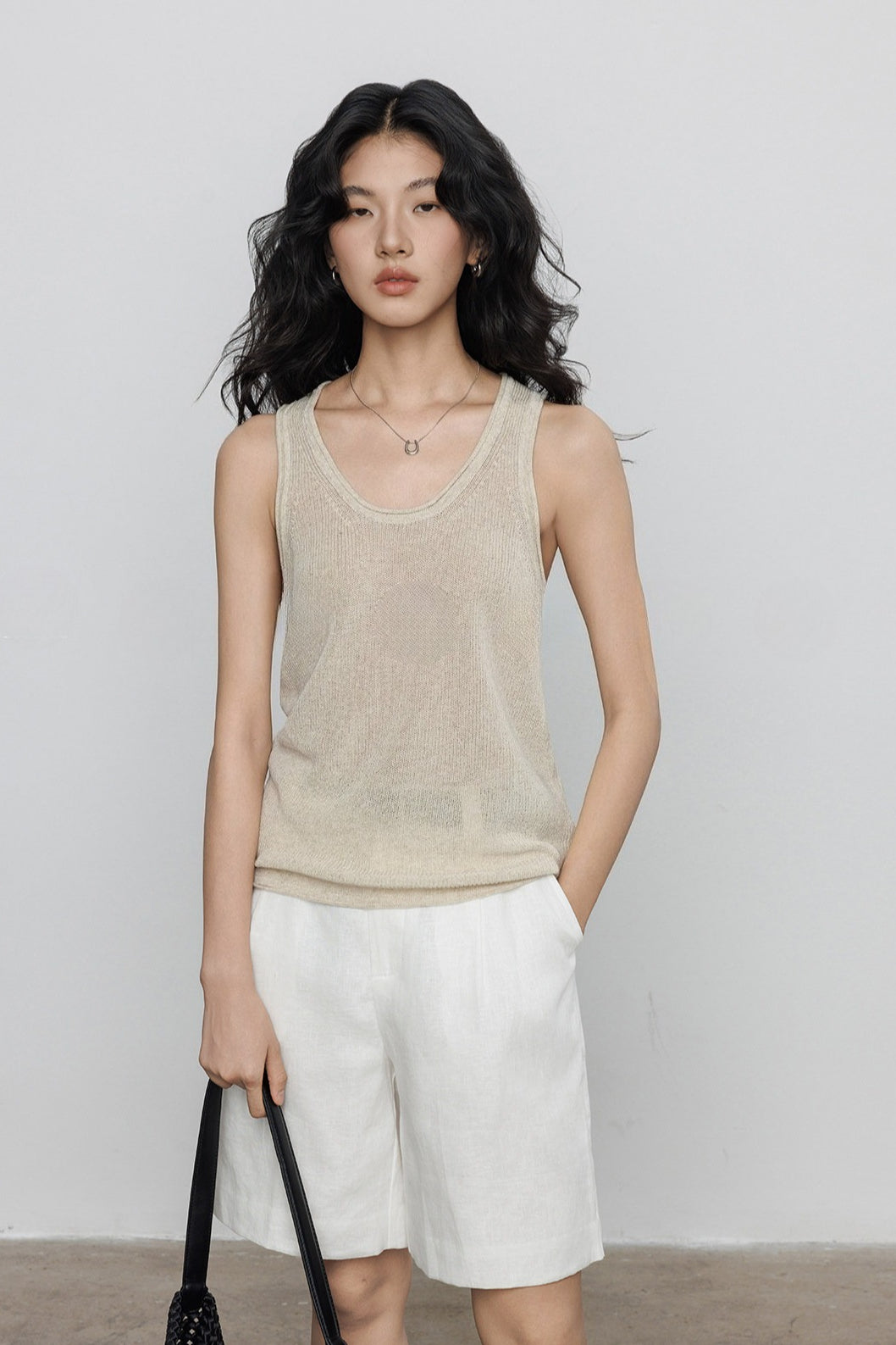 Linen High Waist Casual Shorts Pants