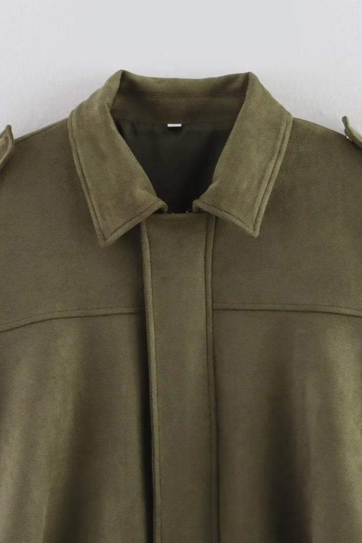 Suede Lapel Bomber Jacket