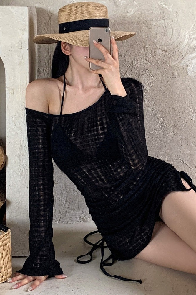 Sexy Long Sleeve Cover Up Three Piece Swim Set
