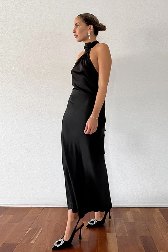 Halter Neck Fishtail Maxi Dress