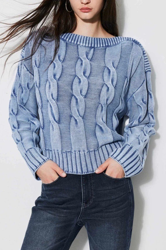 Vintage Cable Knit OffShoulder Sweater