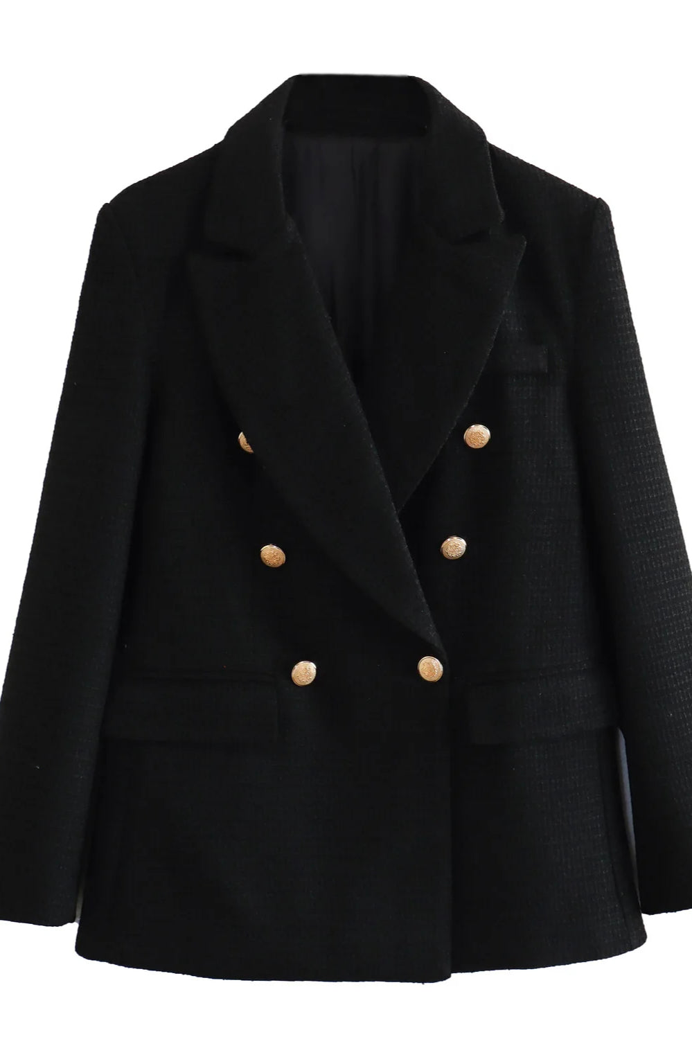 Textured DoubleBreasted MidLength Blazer