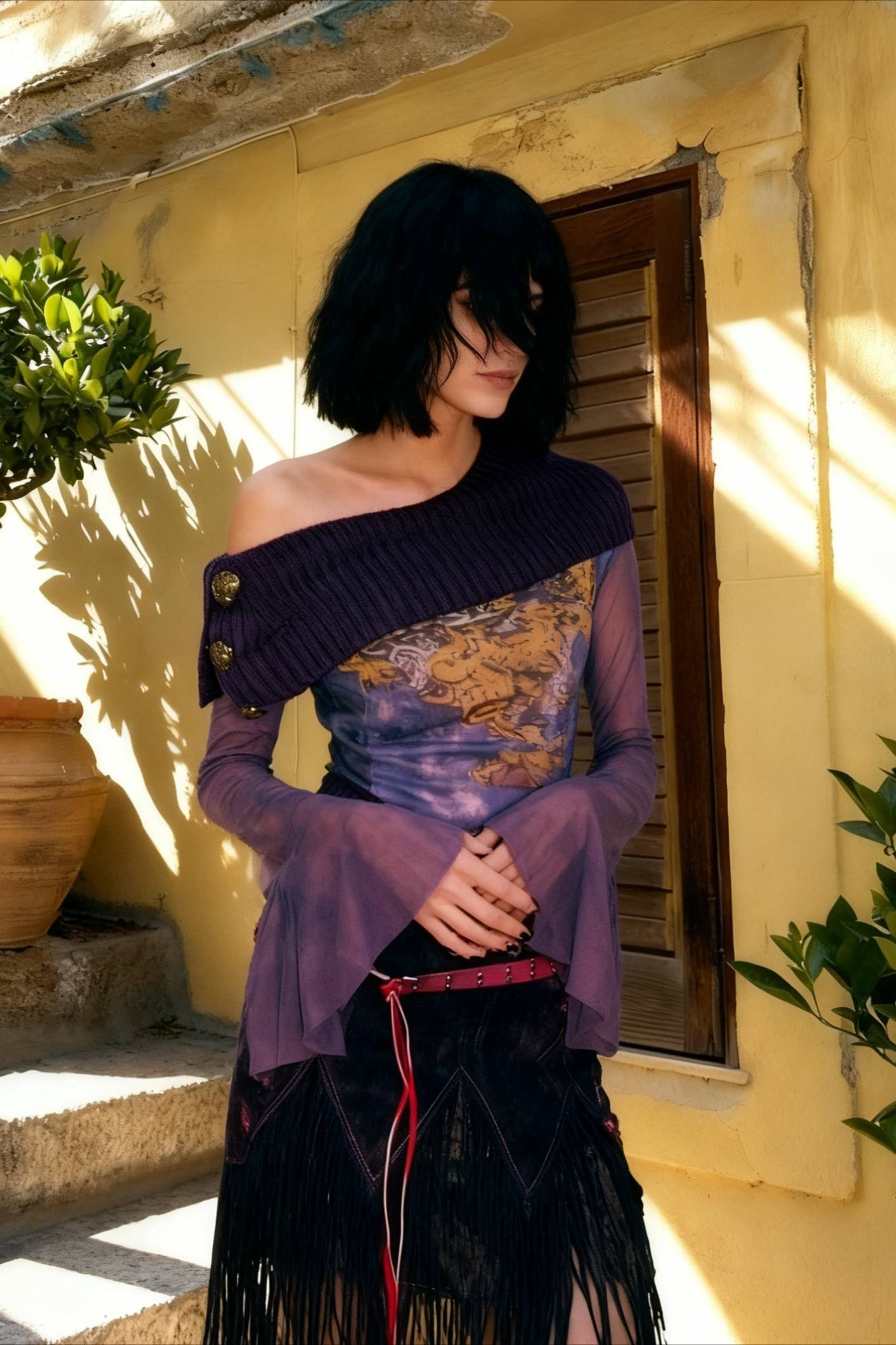 Fairy Grunge Off Shoulder Mesh Top